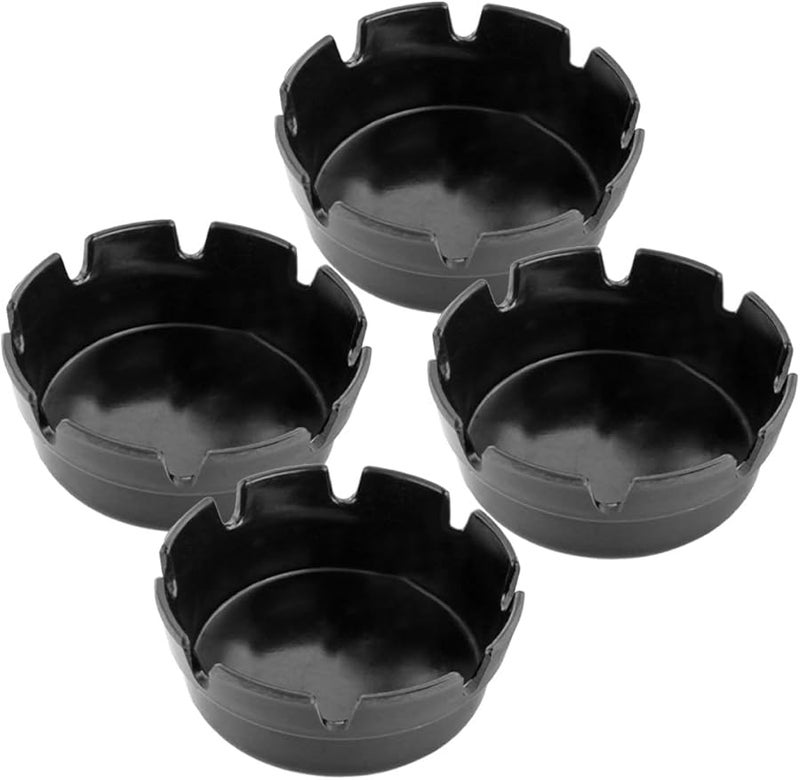 مجموعة منافض سجائر بلاستيكية سوداء 4 قطع مع 8 فتحات للسجائر للاستخدام الداخلي والخارجي - Image 1